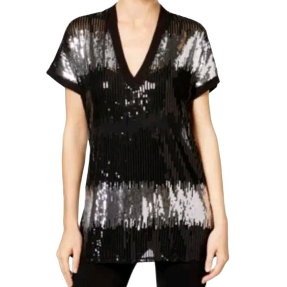 INC International Concepts Tops - I.N.C International Concepts Women's Sequin V-Neck Pullover Sheer Top Size XL